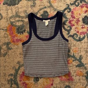 Full Tilt Navy, Green and White Striped Tank Top